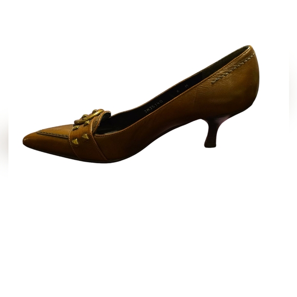 Stuart Weitzman Buckled Studded Brown High Quality Leather Pointed Pumps Sz6M - Picture 5 of 12